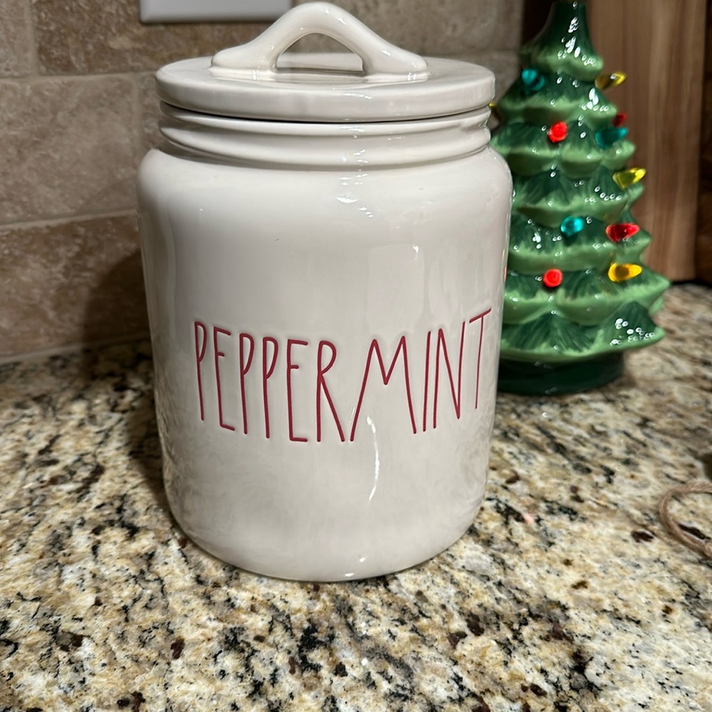 Rae Dunn Peppermint Canister